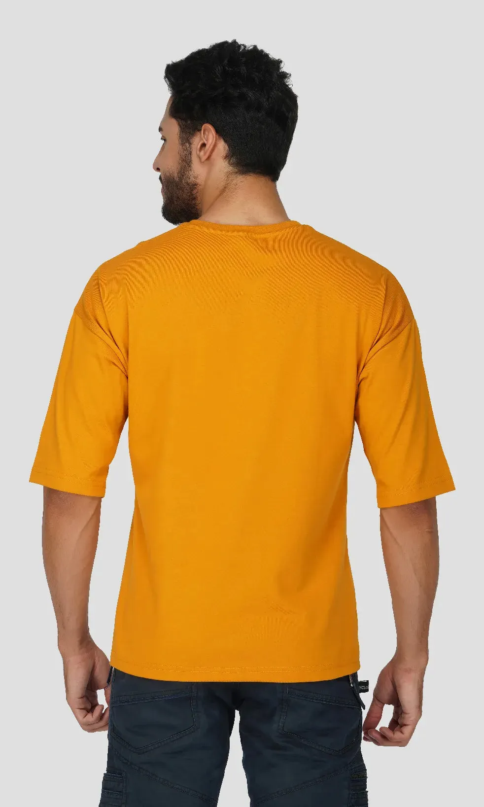 Mebadass Cotton Men's OverSized/Baggy Dropshoulder T-shirts - Mustard Yellow