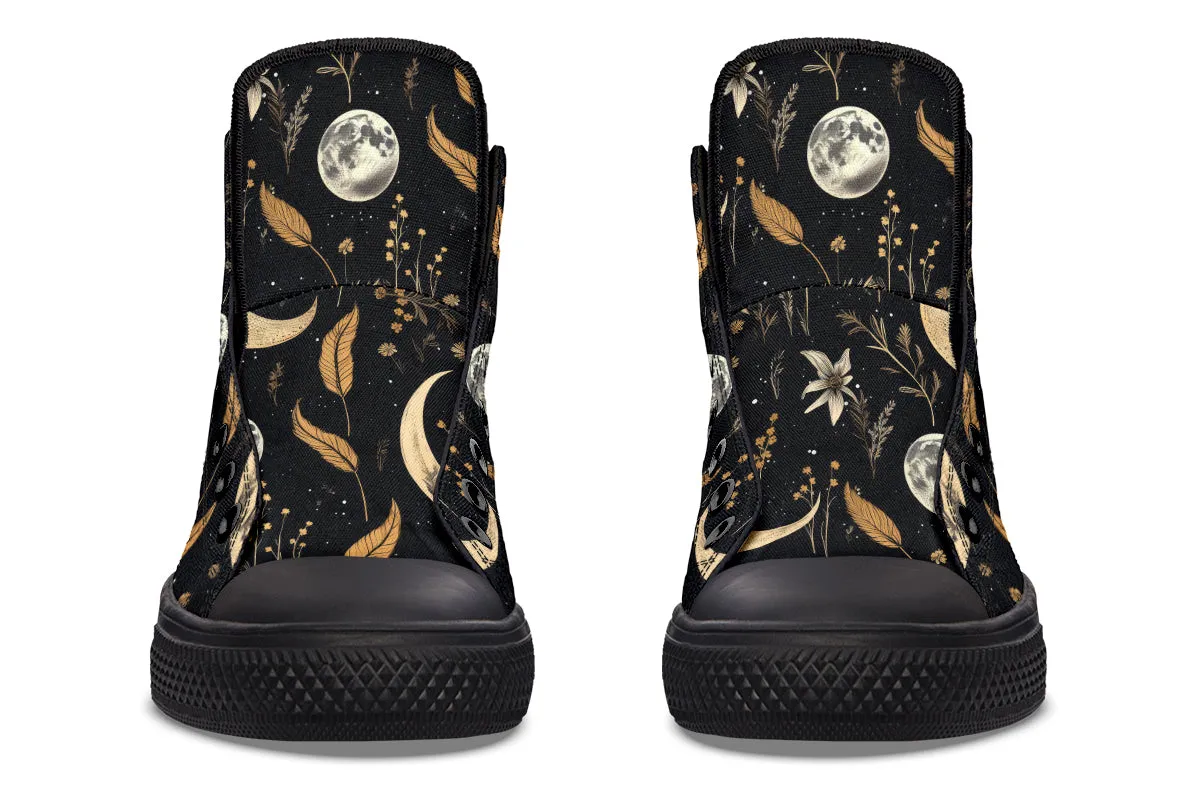 Moonlit Botanica High Tops - Classic Premium Canvas Shoes with Comfortable and Durable Soles