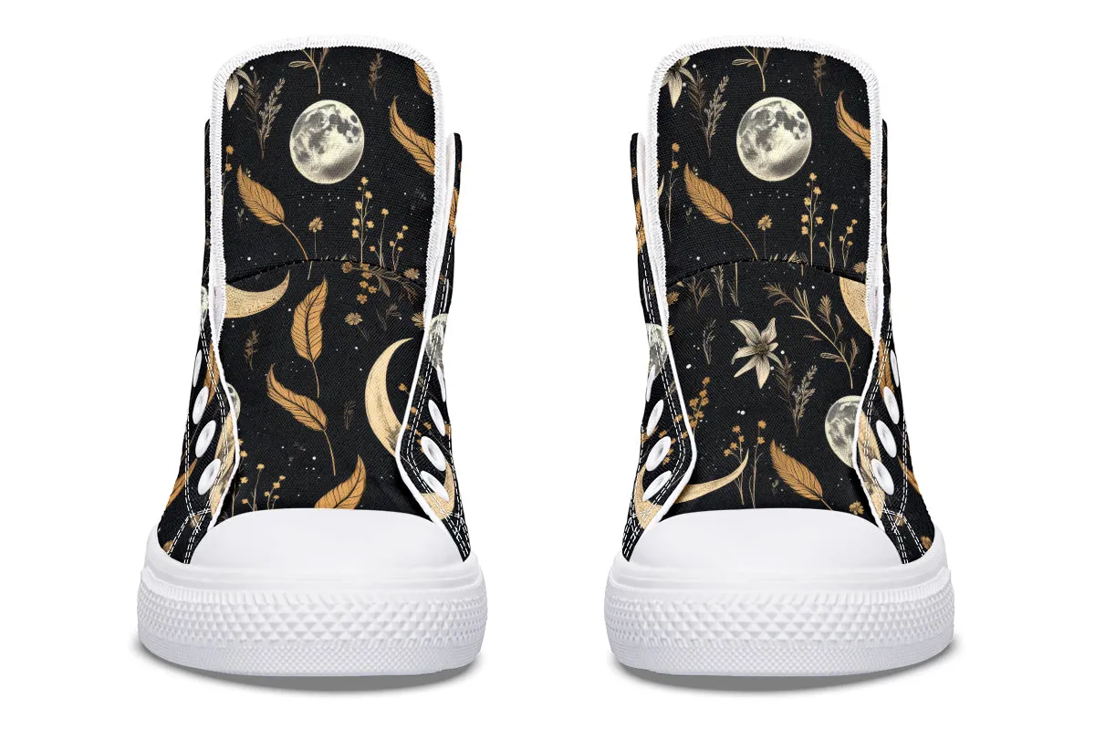 Moonlit Botanica High Tops - Classic Premium Canvas Shoes with Comfortable and Durable Soles