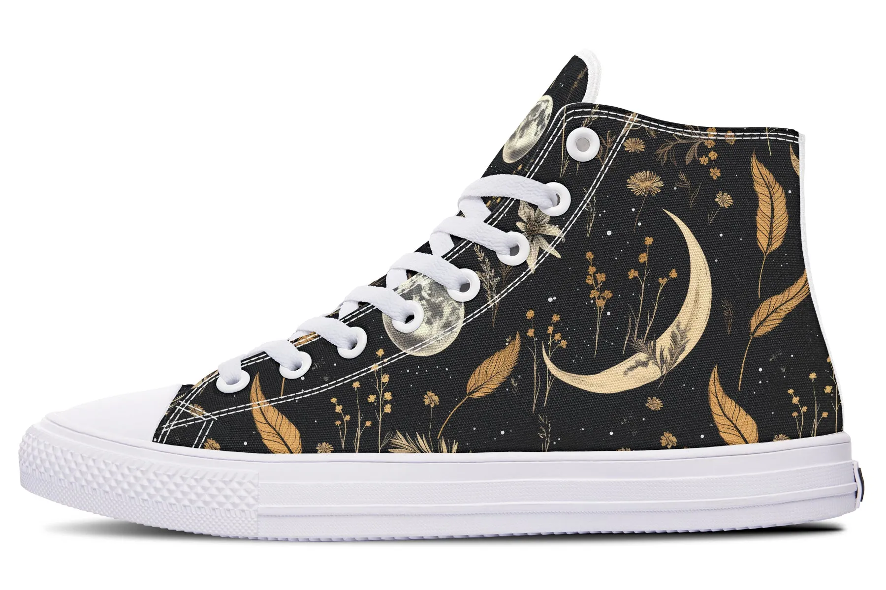 Moonlit Botanica High Tops - Classic Premium Canvas Shoes with Comfortable and Durable Soles