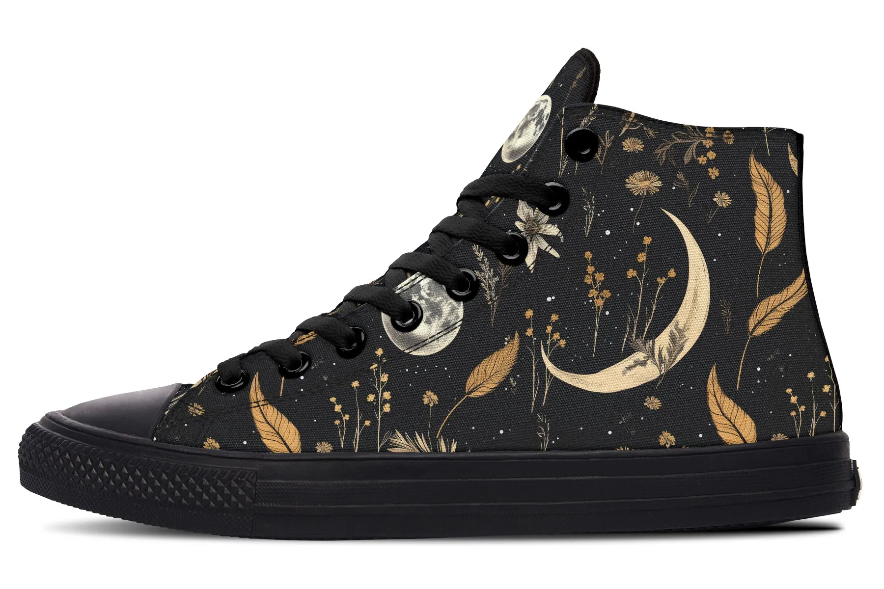 Moonlit Botanica High Tops - Classic Premium Canvas Shoes with Comfortable and Durable Soles