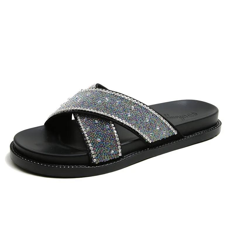 Owlkay Rhinestone Fashion Slippers