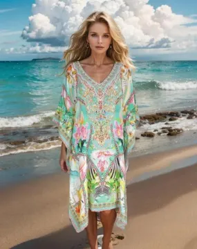 Paradise Resort Short beaded Kaftan