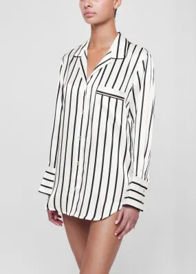 Paris Oversized Pyjama Shirt Jet Black Silk