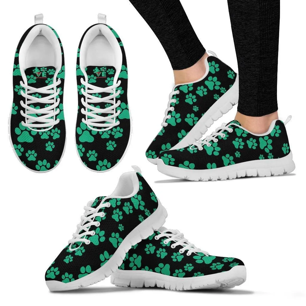 Pawprints Pattern Teal - Women's Sneakers