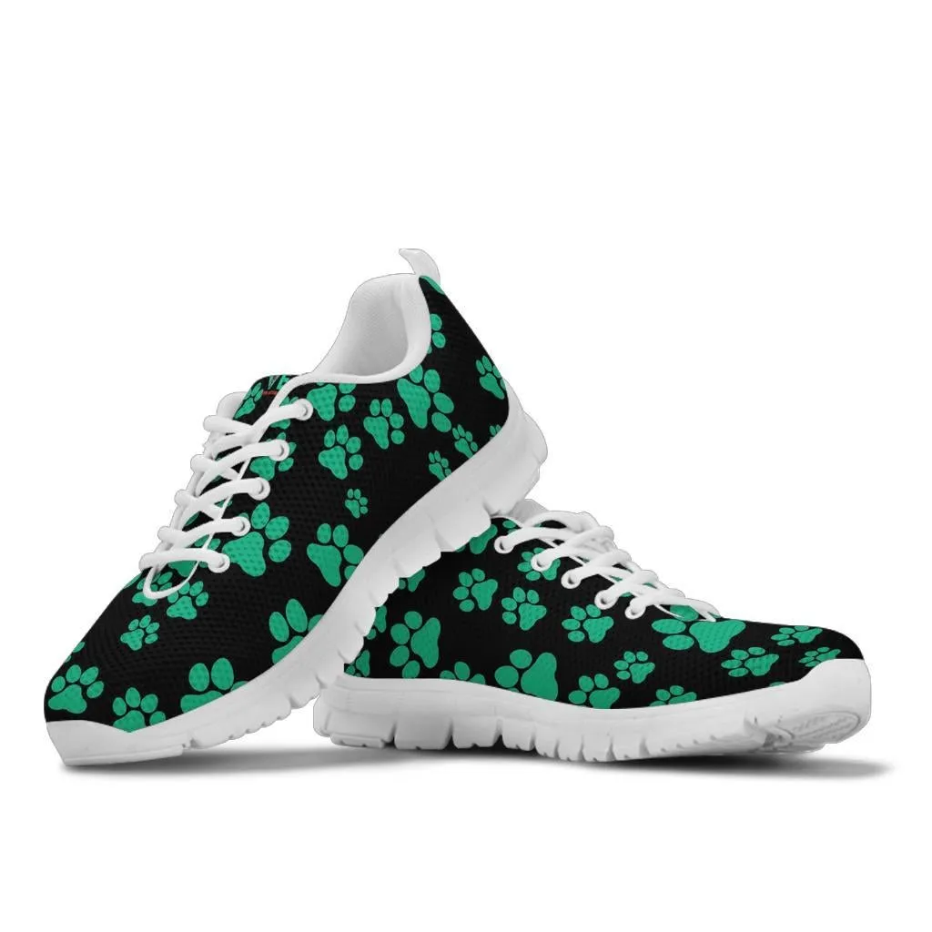 Pawprints Pattern Teal - Women's Sneakers