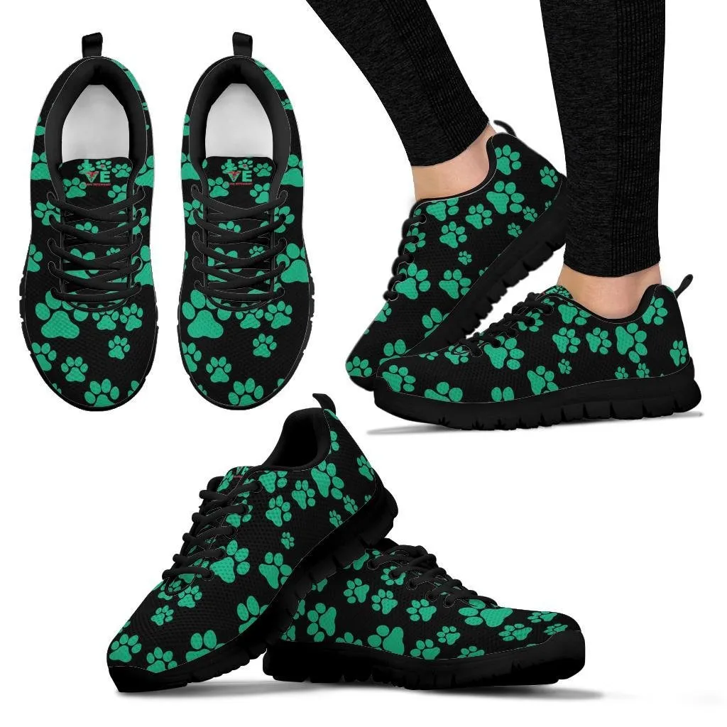 Pawprints Pattern Teal - Women's Sneakers