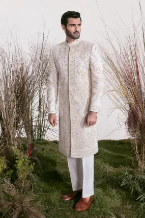 PEARL WHITE EMBROIDERED SHERWANI