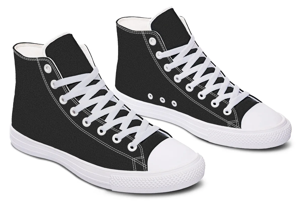 Pitch Black High Tops - Classic Premium Canvas Shoes with Comfortable and Durable Soles