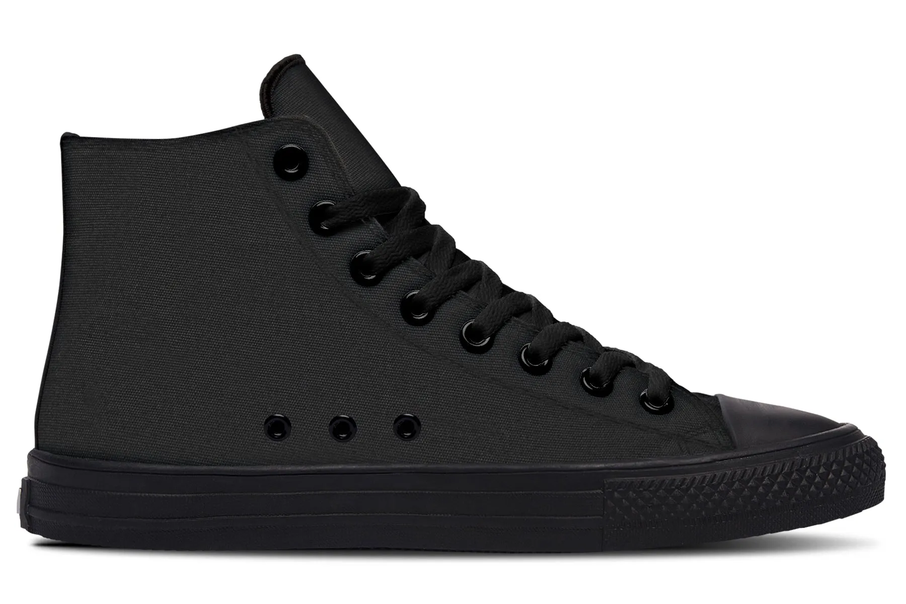 Pitch Black High Tops - Classic Premium Canvas Shoes with Comfortable and Durable Soles