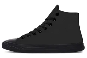 Pitch Black High Tops - Classic Premium Canvas Shoes with Comfortable and Durable Soles