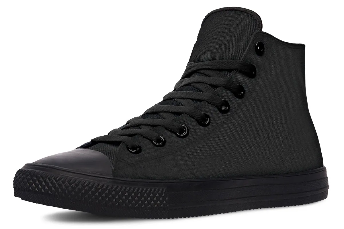 Pitch Black High Tops - Classic Premium Canvas Shoes with Comfortable and Durable Soles