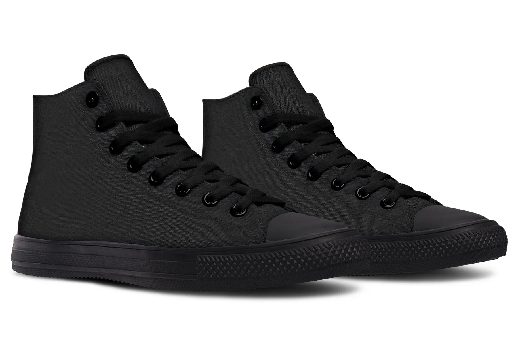 Pitch Black High Tops - Classic Premium Canvas Shoes with Comfortable and Durable Soles