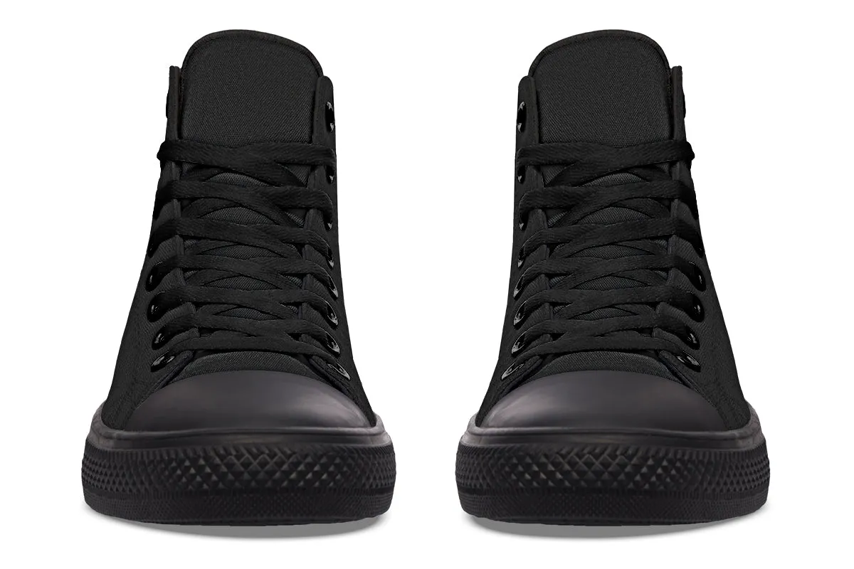 Pitch Black High Tops - Classic Premium Canvas Shoes with Comfortable and Durable Soles