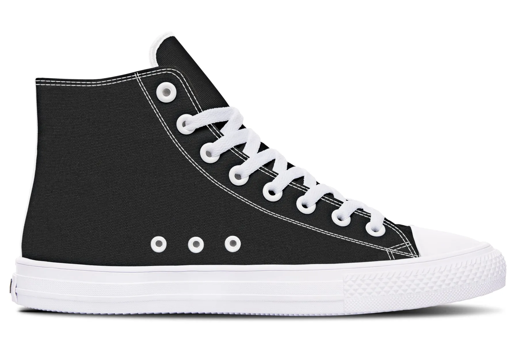 Pitch Black High Tops - Classic Premium Canvas Shoes with Comfortable and Durable Soles