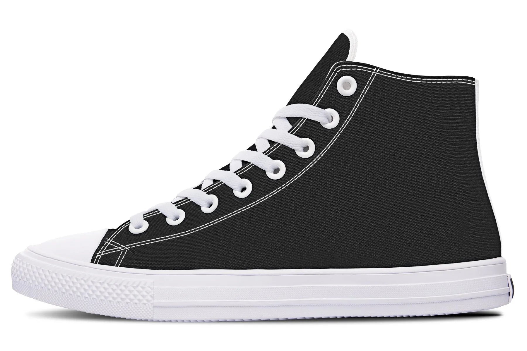 Pitch Black High Tops - Classic Premium Canvas Shoes with Comfortable and Durable Soles