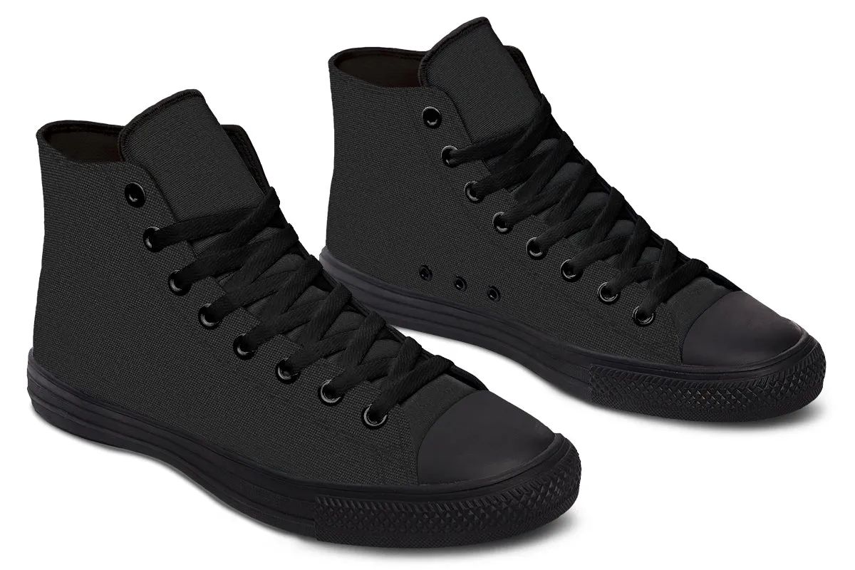 Pitch Black High Tops - Classic Premium Canvas Shoes with Comfortable and Durable Soles