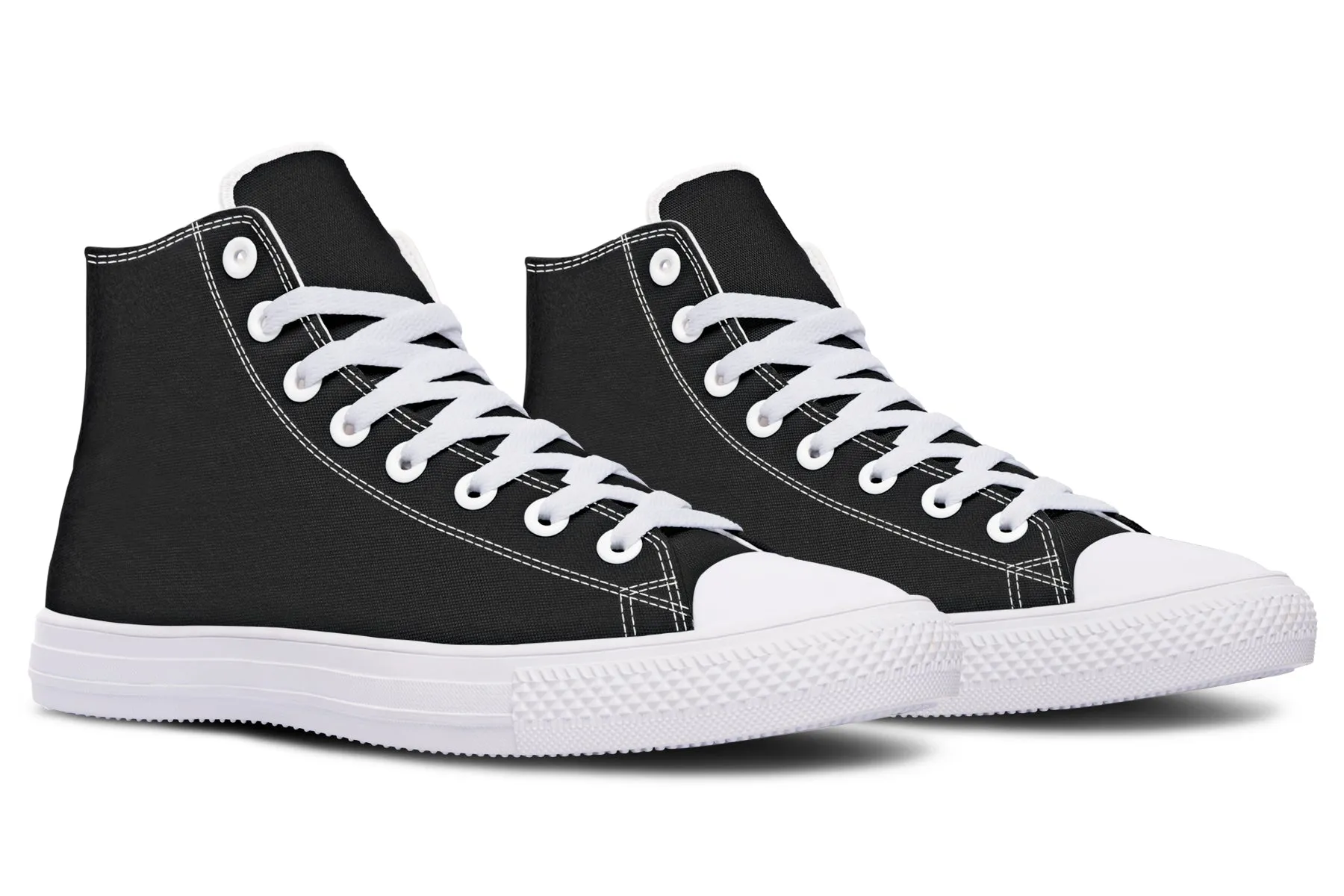 Pitch Black High Tops - Classic Premium Canvas Shoes with Comfortable and Durable Soles