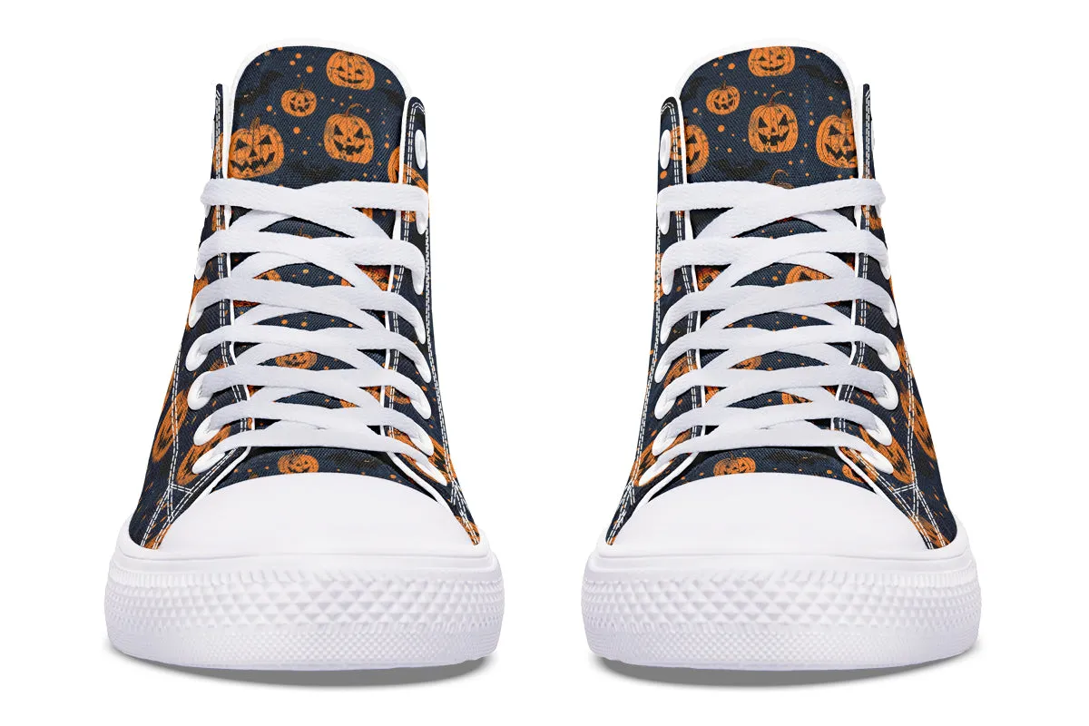 Pumpkin Party High Tops - Classic Premium Canvas Shoes with Comfortable and Durable Soles