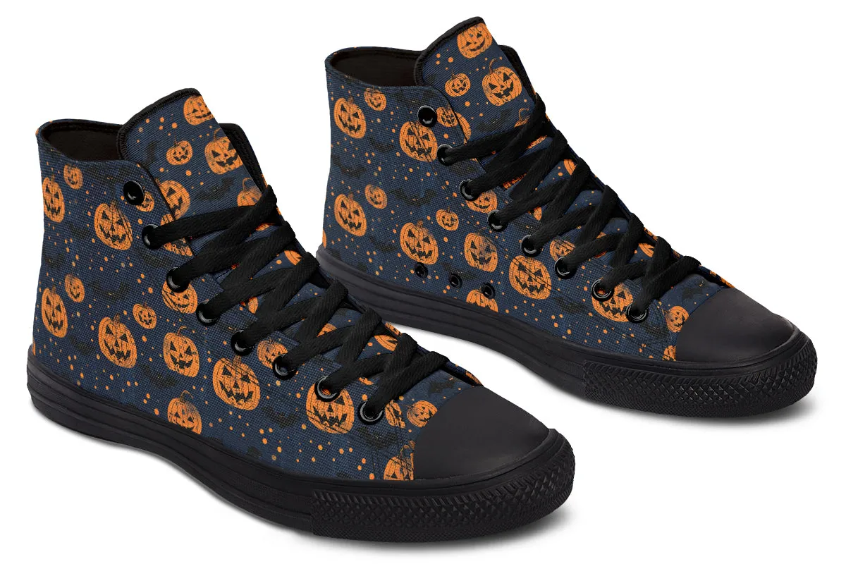 Pumpkin Party High Tops - Classic Premium Canvas Shoes with Comfortable and Durable Soles