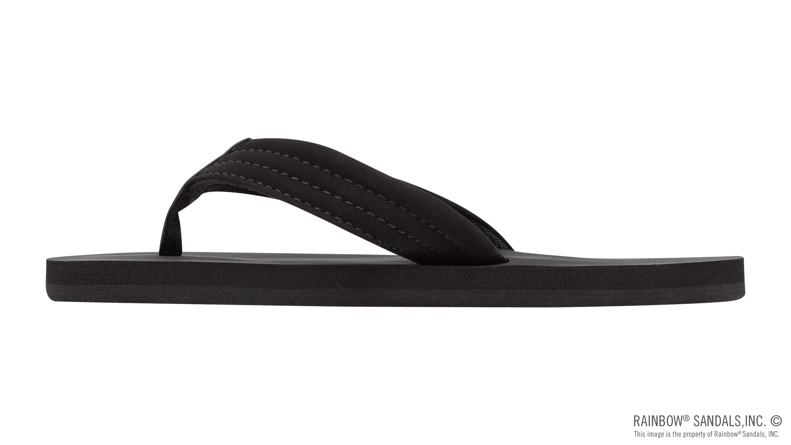 Rainbow Sandals  The Grombow - Soft Rubber Top Sole with 1" Strap and Pin line - Black