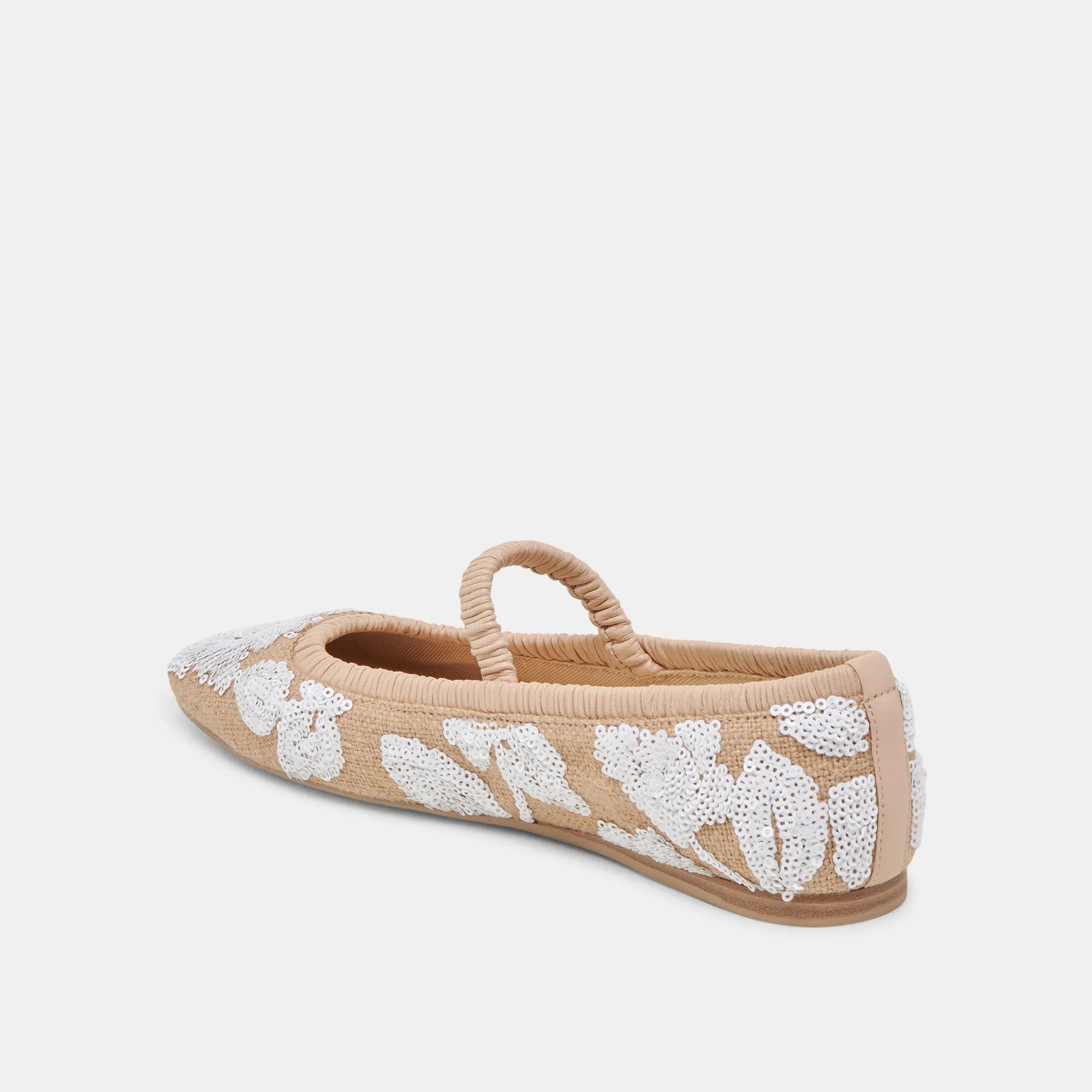 RHODIE BALLET FLATS NATURAL MULTI FLORAL SEQUIN