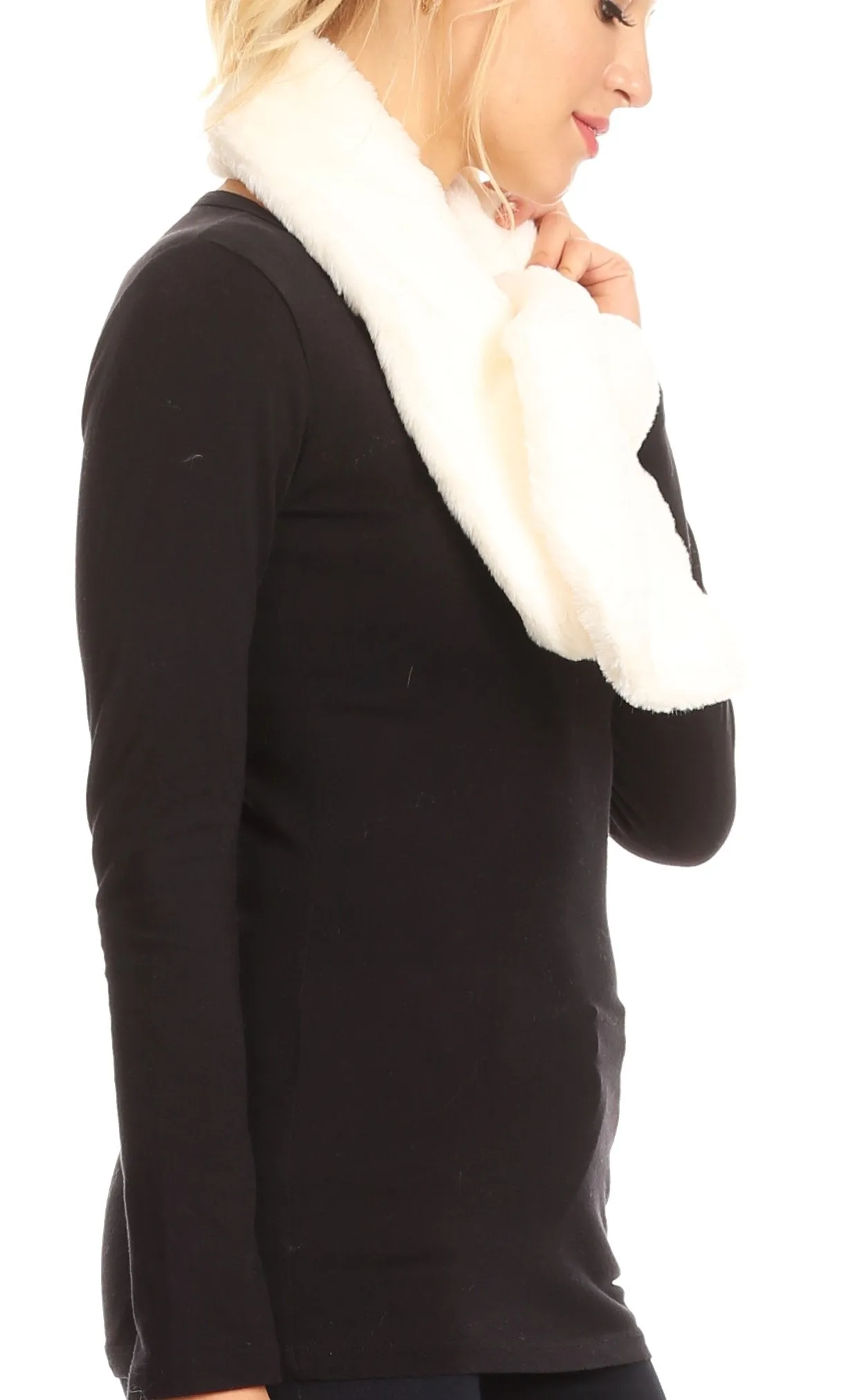 Sakkas Elise Faux Fur Mink Soft Warm Scarf with Pom-Pom