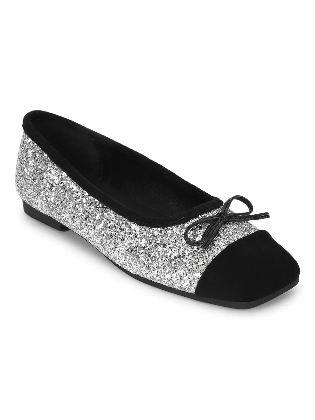 Silver Suede Embellished Ballerina (TC-RS3645-SIL)