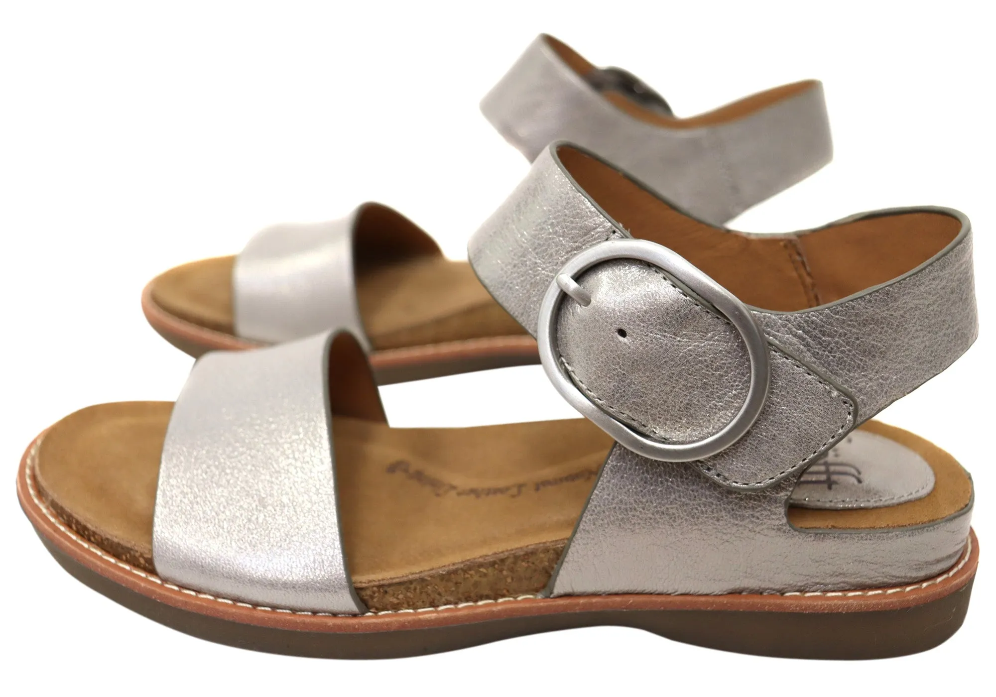 Sofft Bali Womens Leather Sandals With Cushioned Comfort Footbed