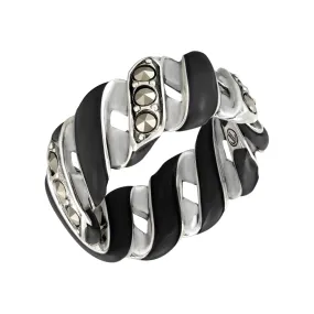 Stardust Pavé Reef Ribbon Wide Sterling Silver Ring