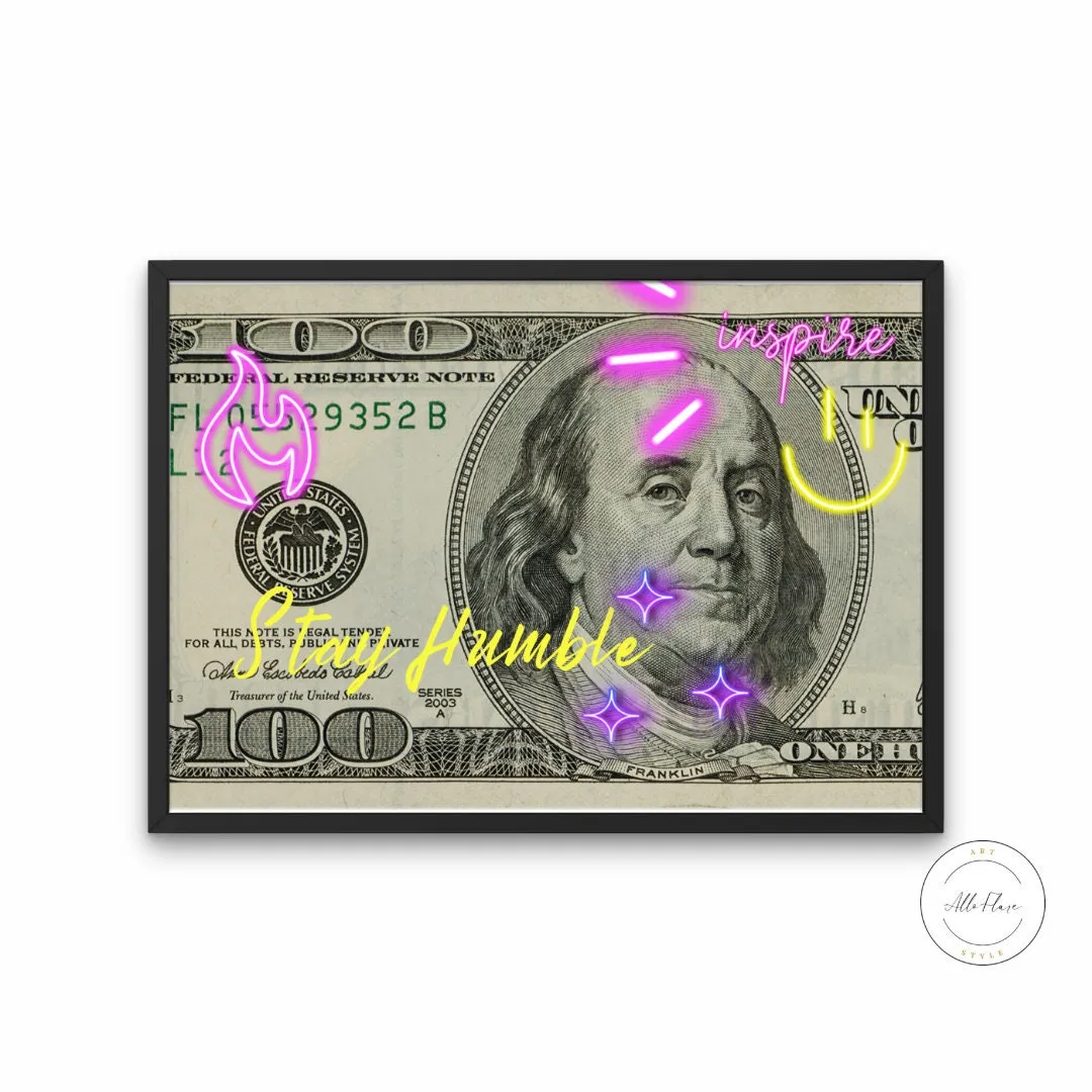 Stay Humble Graffiti Money Poster INSTANT DOWNLOAD Art Print, Urban Decor, Hypebeast, Horizontal Wall Art, Graffiti Wall Art