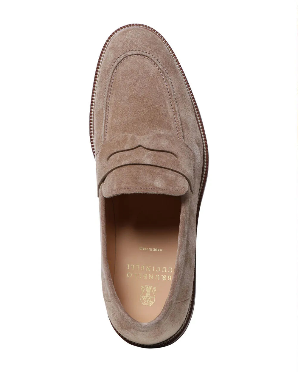 Suede Penny Loafer in Medium Brown