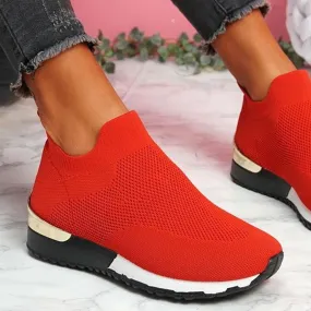 Wenkouban New Spring Knitting Socks Shoes Women 2023 Mesh Breathable Platform Sneakers Slip On Flat Casual Loafers Ladies Vulcanized Shoes