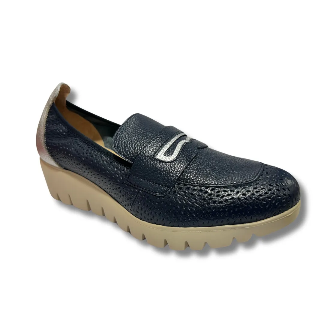 Wonders Womens Loafer C-33314 Plata/Navy